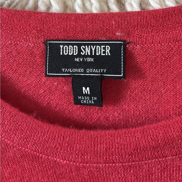 Todd Snyder Cashmere Pocket Tee Crewneck Sweater Size Medium Red Orange - Picture 2 of 5